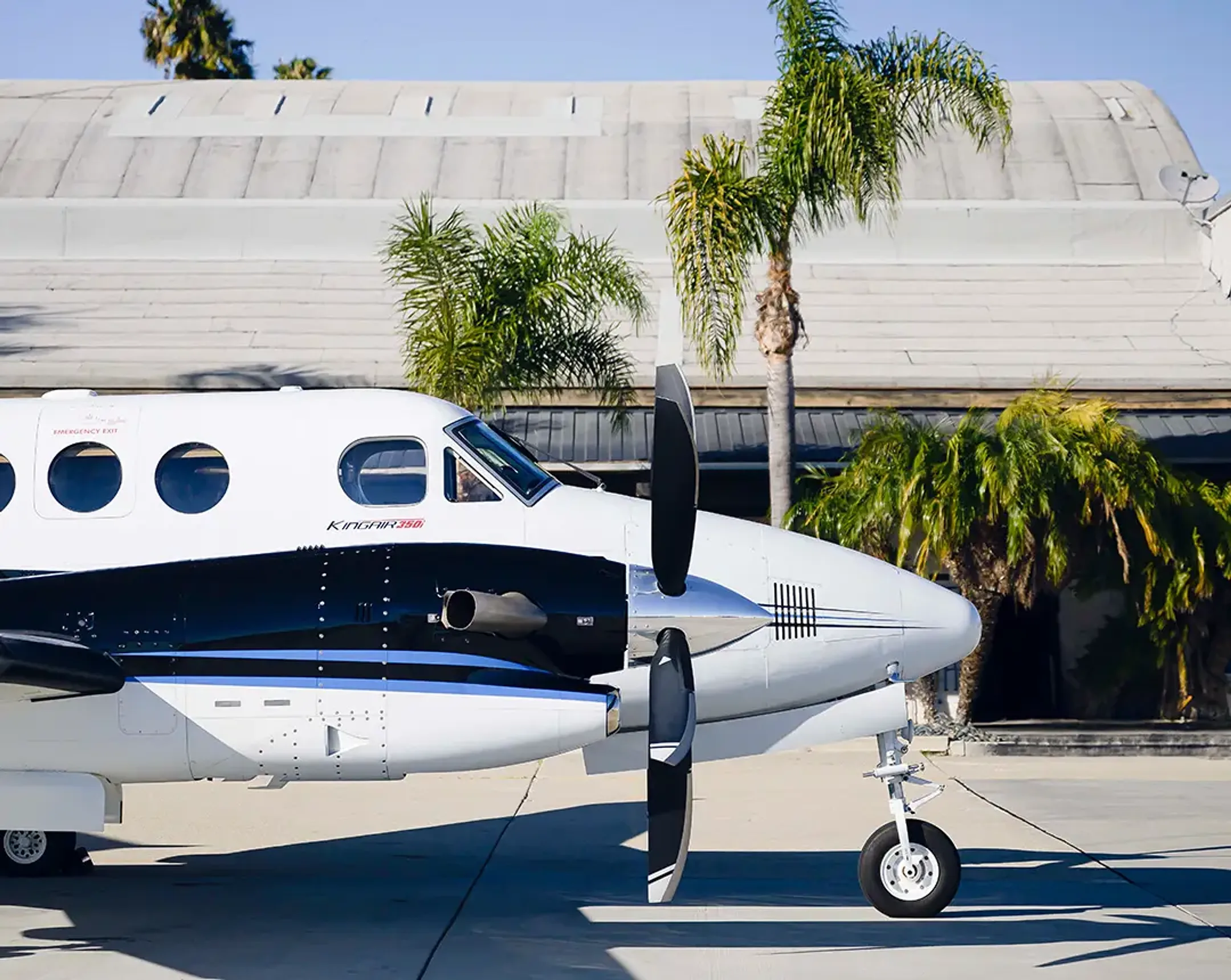 A Clipper Aviation King Air 350 on the ramp
