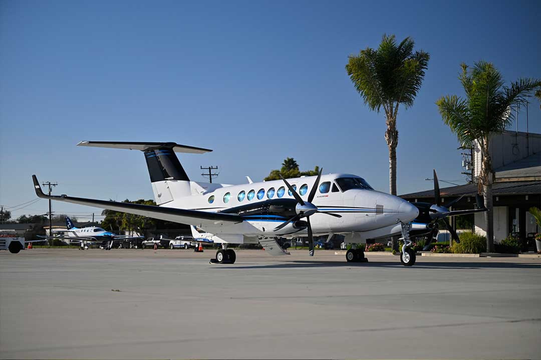 A King Air 350 on the ramp