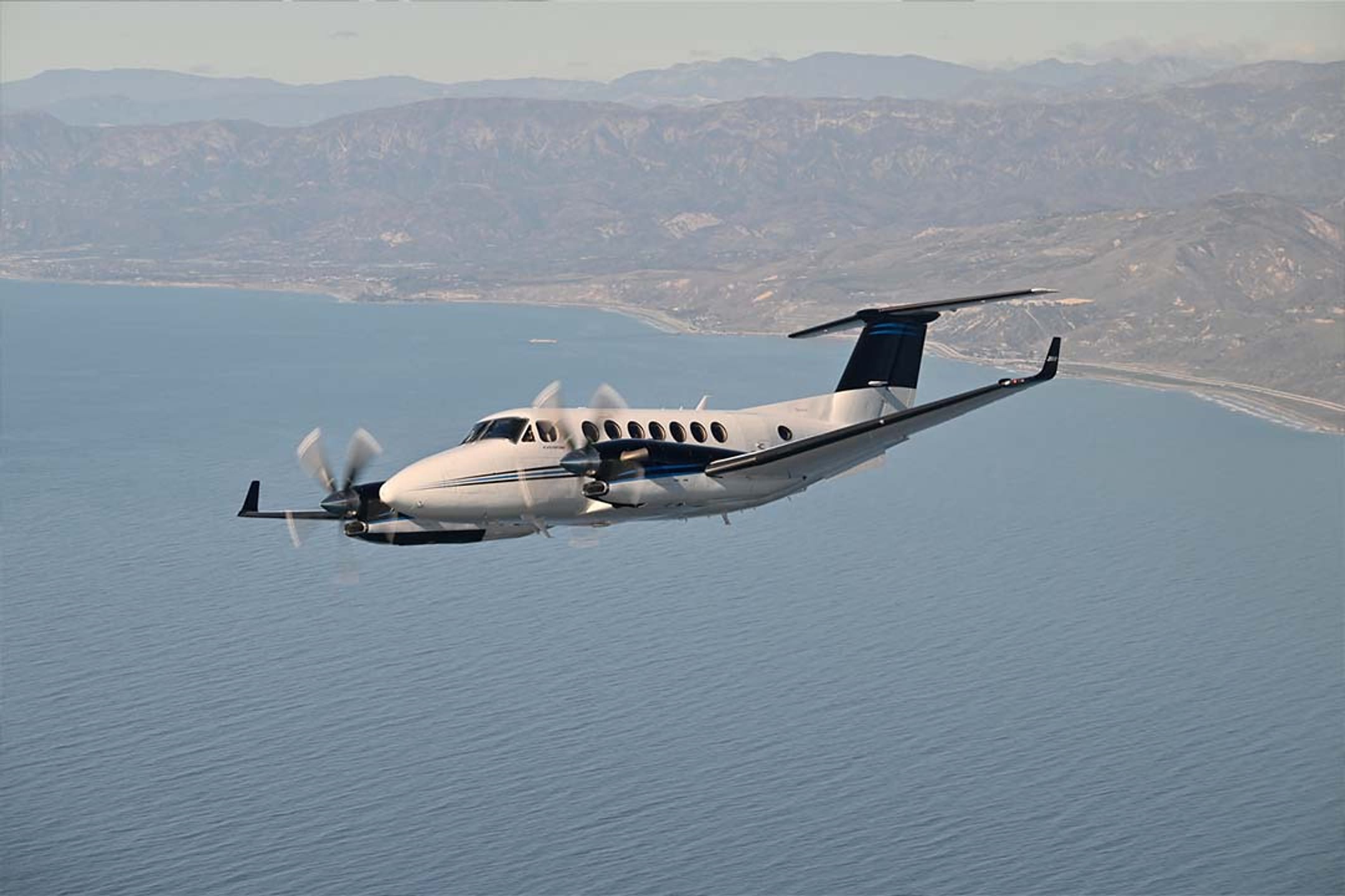 A King Air 350 in cruise flight