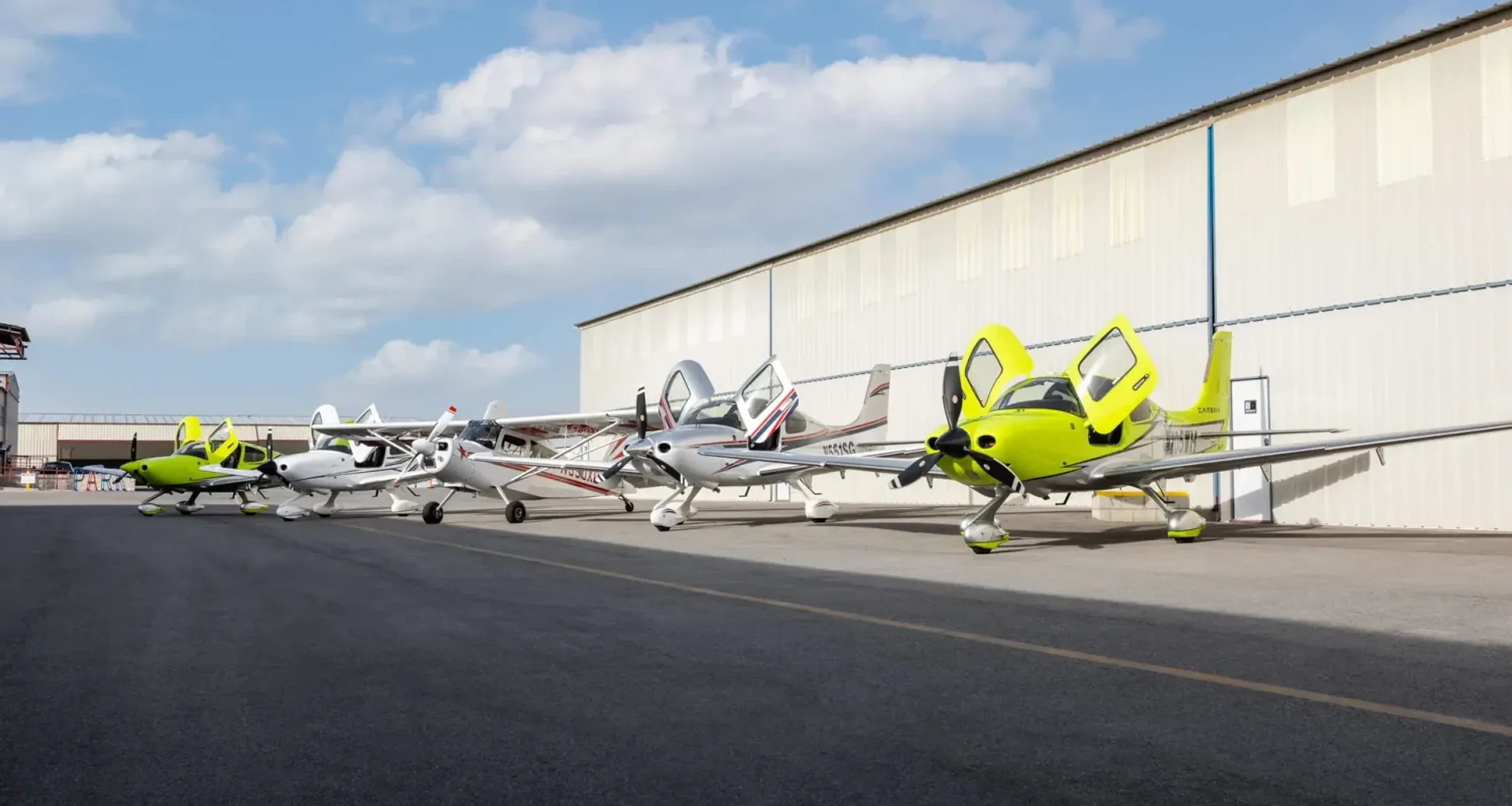 The Clipper Aviation training fleet outside the hangar