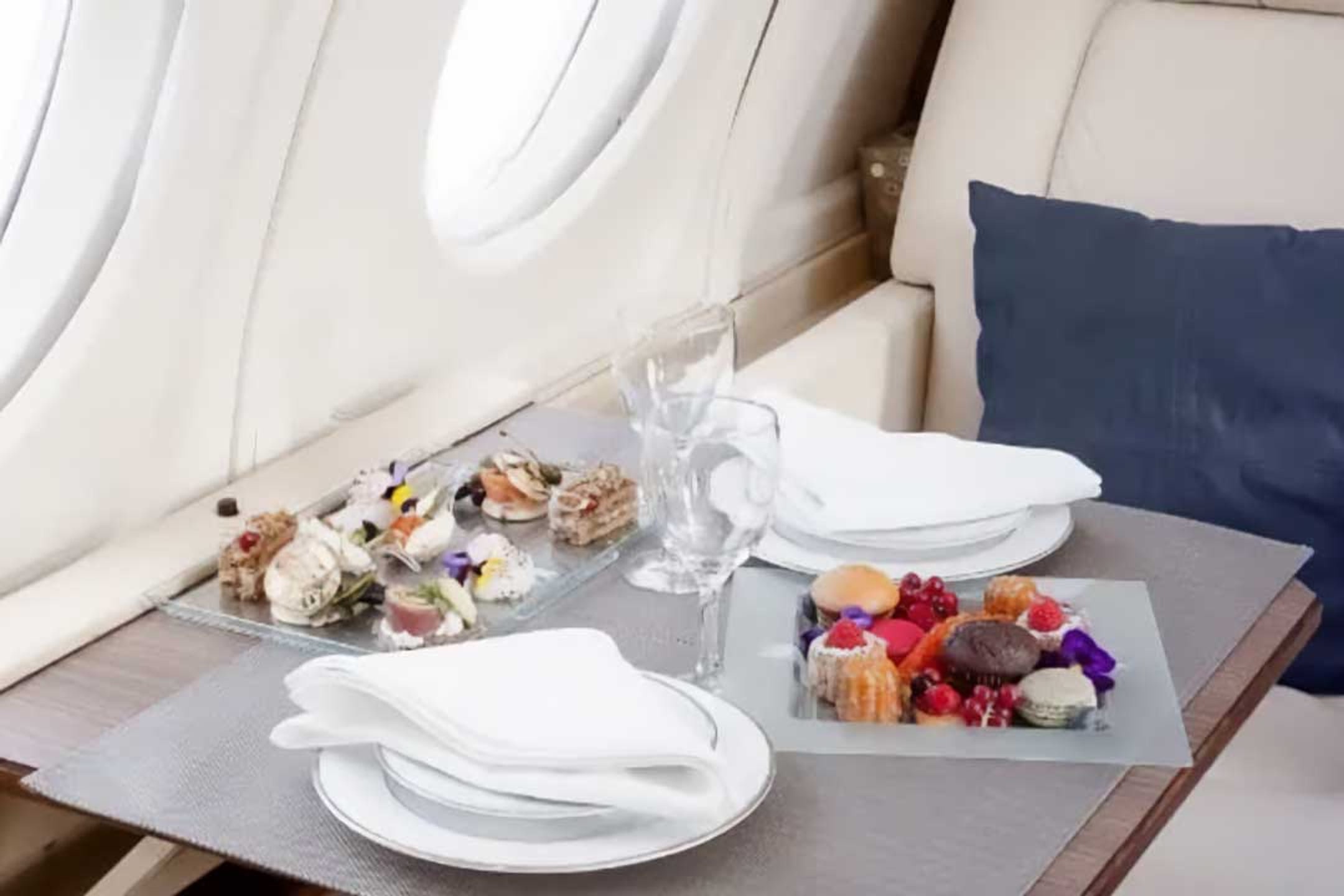 Catering prepared for a Clipper Aviation charter flight